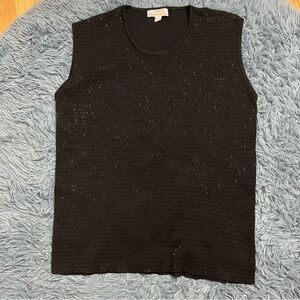 Peter Hahn Exclusive Embellished Beaded Ribbed Sleeveless Shell Top Size XL